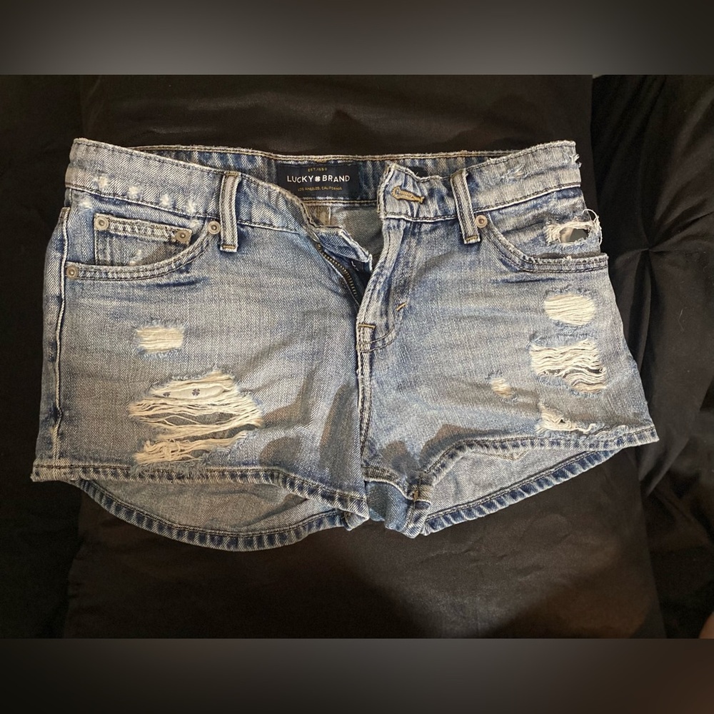 Lucky Brand Women's Light Blue Distressed Jean Shorts